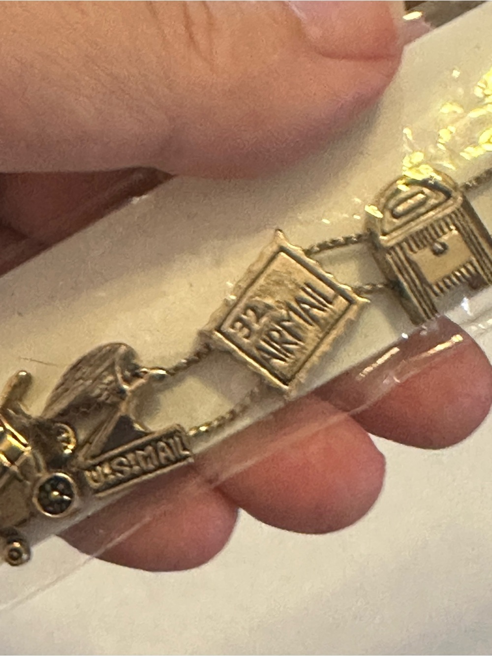 Animal Gold-Tone Mailbox and Postage Stamp Charm Slider Bracelet